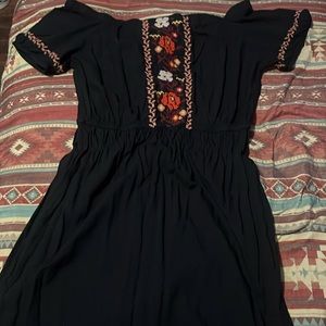 Old navy black embroidered design dress